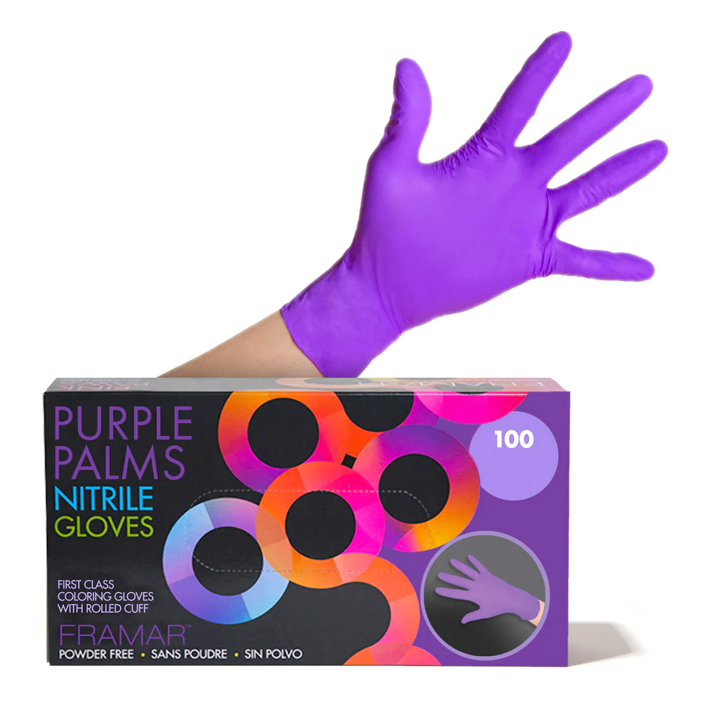 Framar Purple Palms Nitrile Gloves - Medium