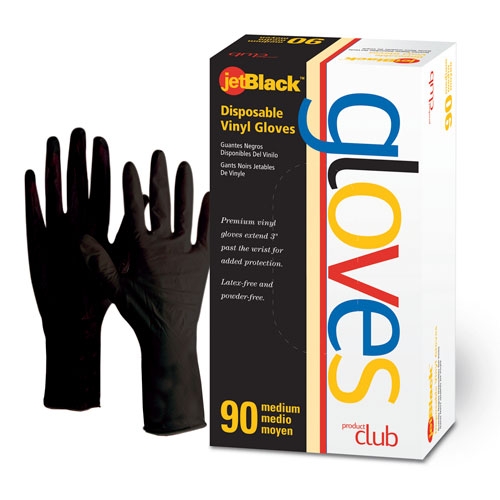 PC/MDISPG Product Club  jetBlack Disposable Vinyl Gloves - Medium