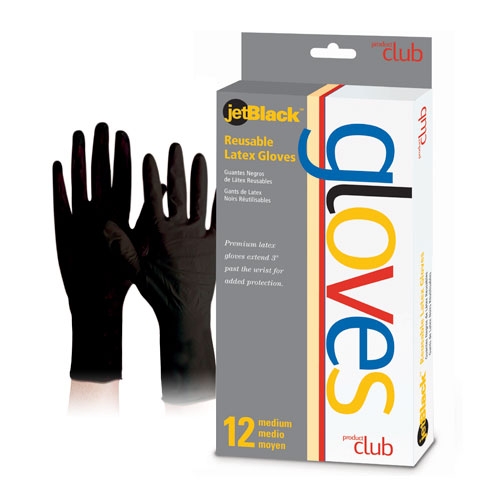 Product Club  jetBlack Reusable Latex Gloves - Medium